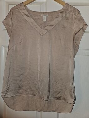 H&M Dusty Pink V-Neck Satin Blouse